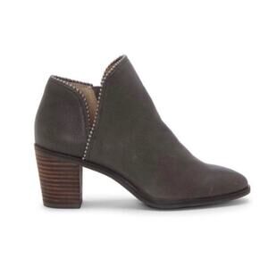 Lucky Brand 'Pincah 2' Women's 8.5 Boho Brown Leather Bootie Ankle Boot Beaded